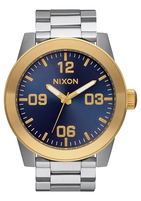 Nixon US Corporal Stainless Steel - Gold / Blue Sunray A346-1922-00 kol saati
