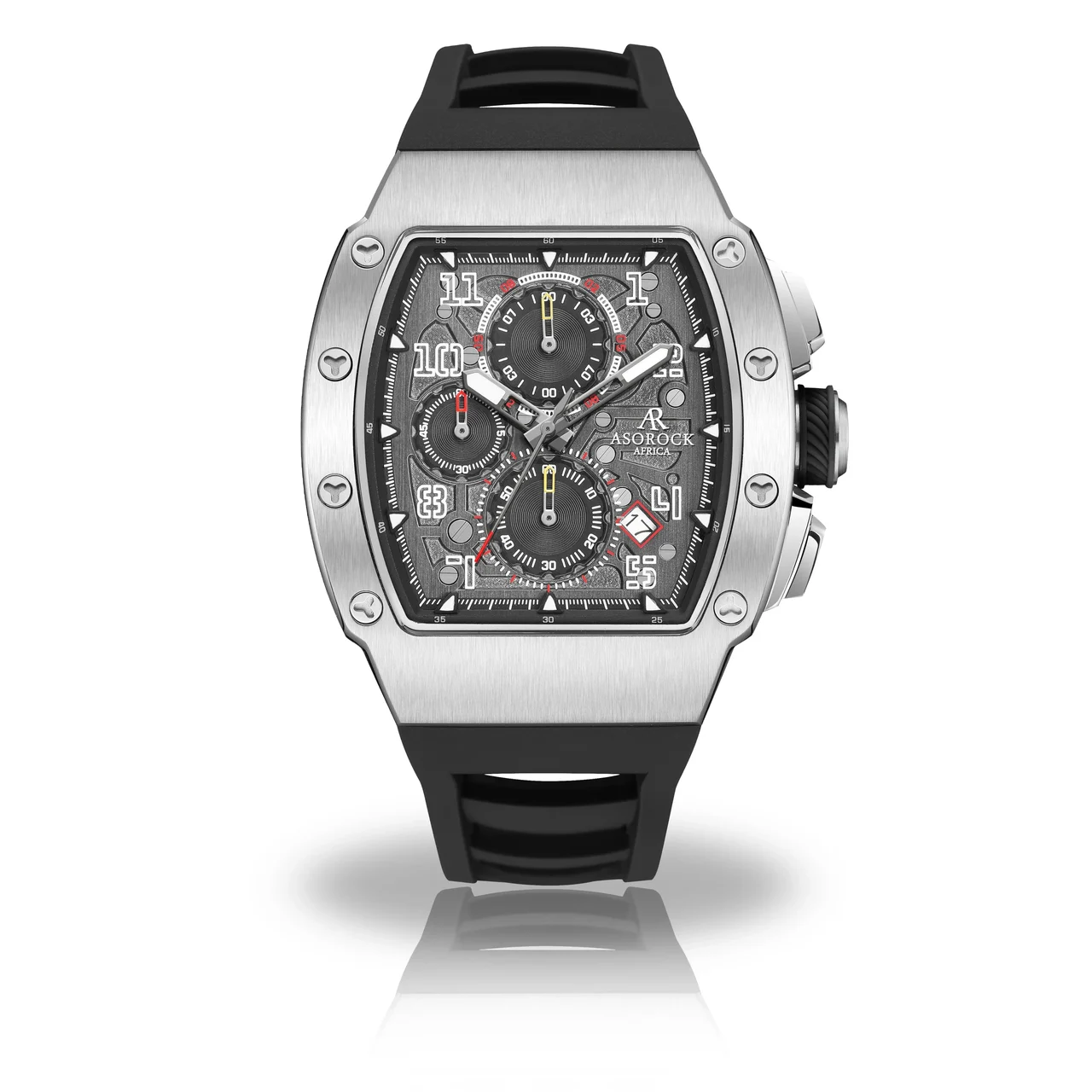 ASOROCK WATCHES Silver/Black Motorsport GT 43 mm kol saati