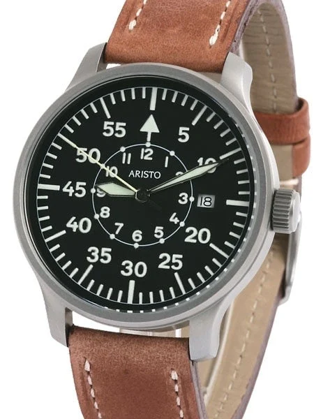Aristo Quartz Pilot's Watch with Sandblasted Case 3H80 kol saati
