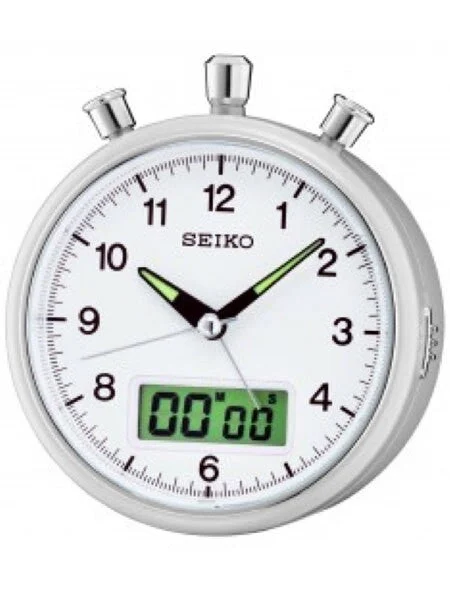 Seiko Alarm Clock and Stopwatch with Quiet-Sweep #QHE114SLH kol saati