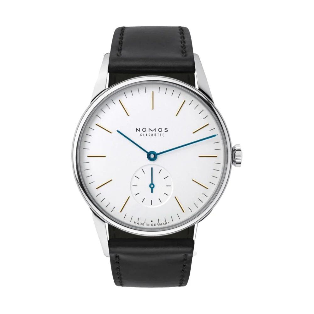 NOMOS Glashütte Orion 35mm - White Silver-Plated on Leather Strap 309 35 mm kol saati