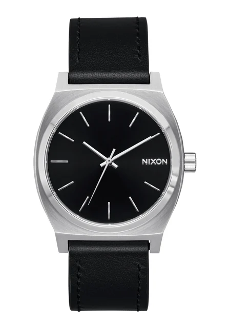 Nixon US Time Teller Leather - Silver / Black A1373-625-00 kol saati