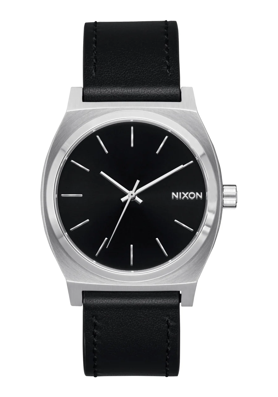 Nixon US Time Teller Leather - Silver / Black A1373-625-00 kol saati