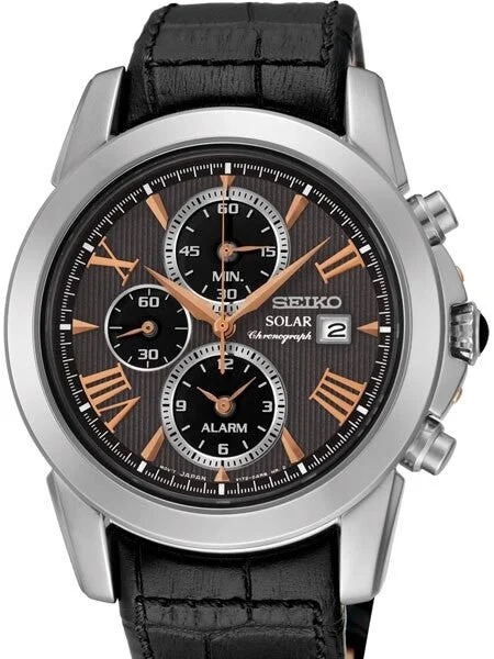 Seiko Grand Sport Solar Powered Chronograph with Stopwatch and Alarm #SSC379 42 mm kol saati
