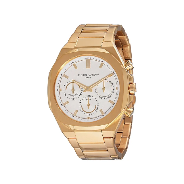 Elysee Maison 8 Vogue Men’s 42mm Gold Stainless Steel Watch - Silver White Dial with Metal