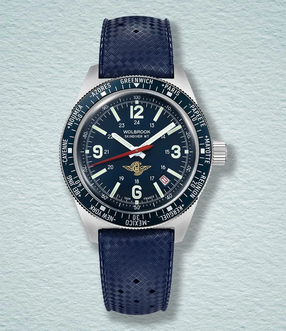 Wolbrook Skindiver WT Automatic — Aéro-Club de France Special Edition 25-SWA-004-RB1-BLU-STL-ACF 48 mm kol saati
