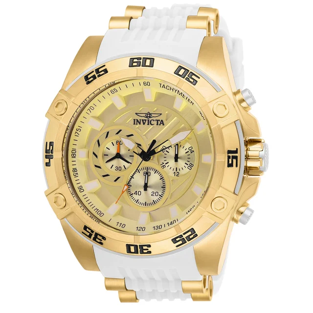 Invicta Speedway Impulse Watch - 52mm, Gold, White (25510) kol saati