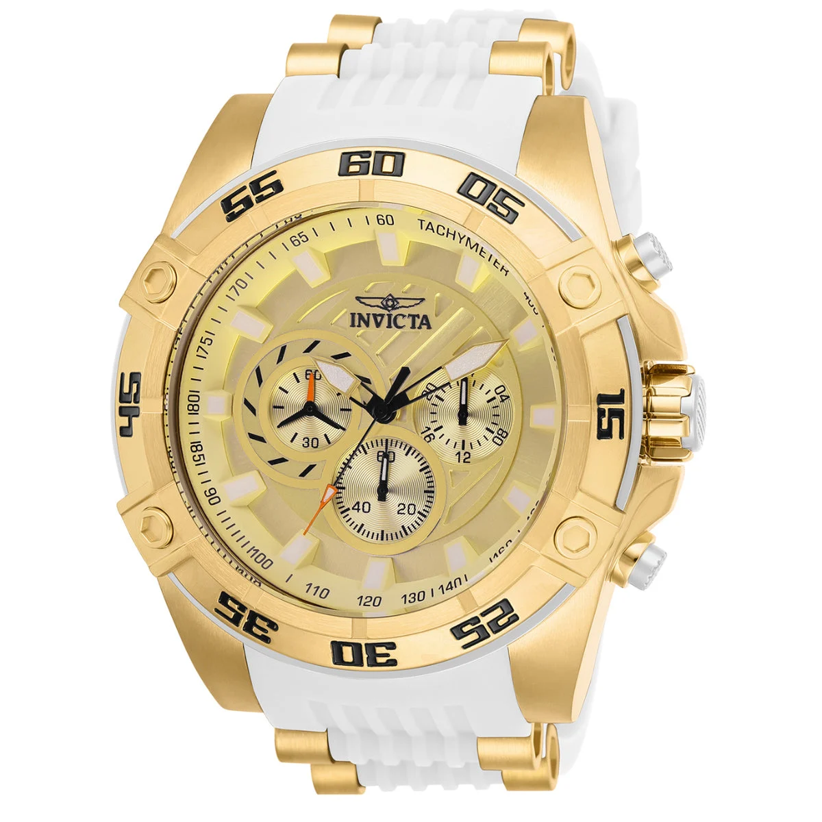 Invicta Speedway Impulse Watch - 52mm, Gold, White (25510) 52 mm kol saati