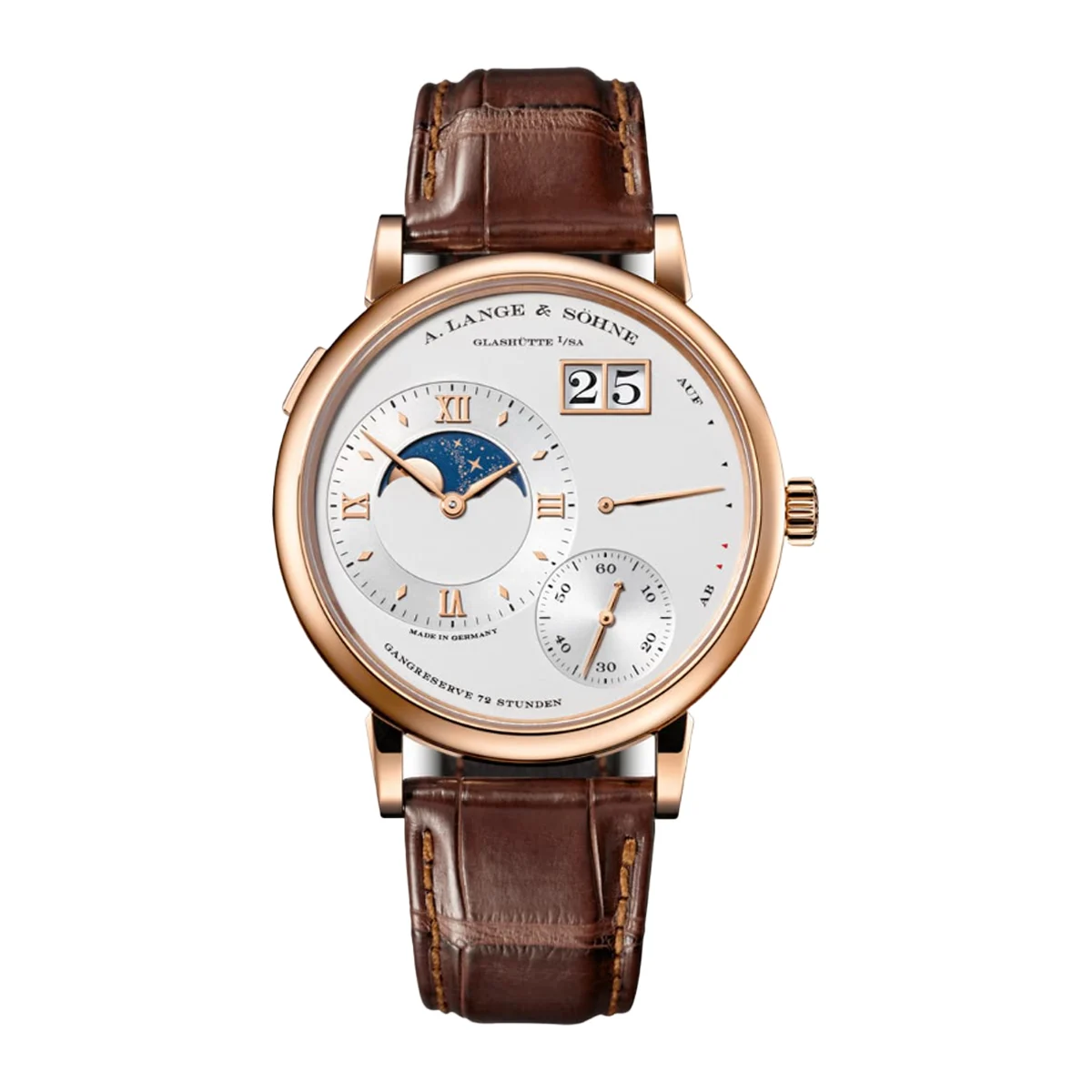 A. Lange & Sohne Grand Lange 1 Moon Phase Rose Gold A. Lange & Sohne 139.032 Grand Lange 1 Moon Phase Rose Gold 41 mm kol saati