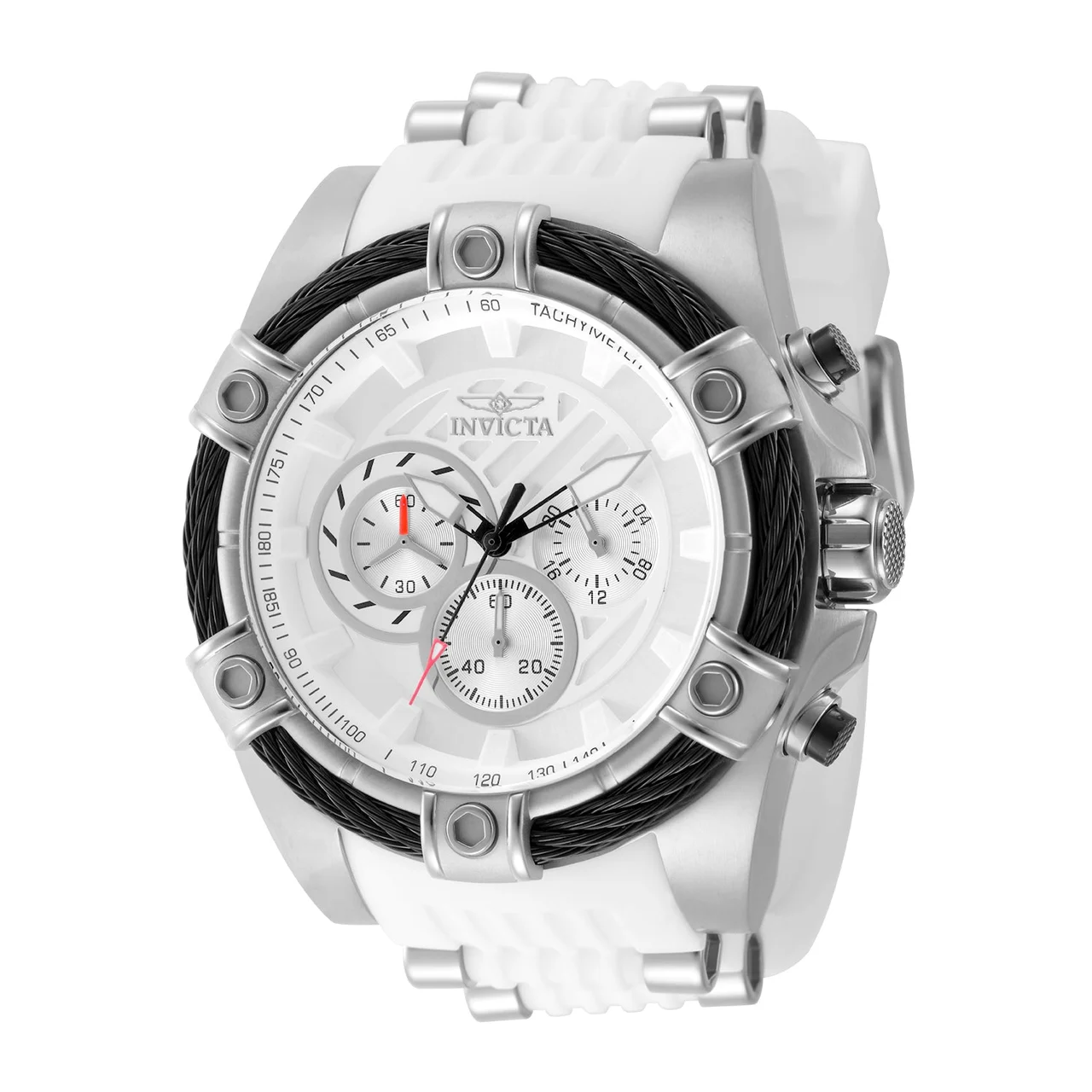 Invicta Bolt Girdex Watch - 52mm. White, Steel (50601) 52 mm kol saati