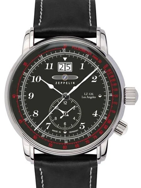 Graf Zeppelin Dual Time, Big Date Watch with Pulsometer Scale #8644-2 kol saati