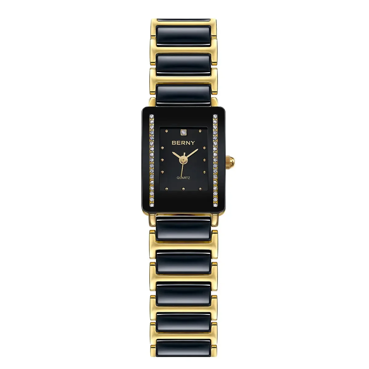 BERNY Women Quartz Ceramic Gold Watch-2010L kol saati