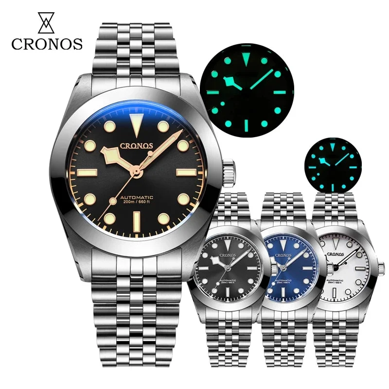 Cronos Watch Store Cronos BB39 PT5000/SW200 Snowflake Automatic Watch L6026-Jubilee Bracelet 克诺时-L6026-黑色金字-pt机芯-五铢钢带 48.3 mm kol saati