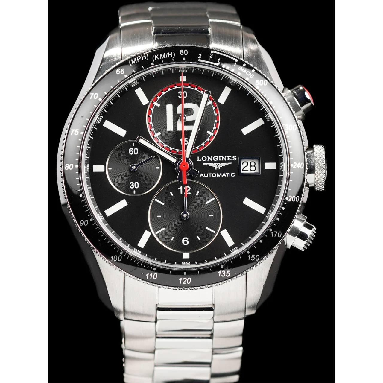 Longines Grandevitesse Tachymeter Black Bracelet 210009N29217 kol saati