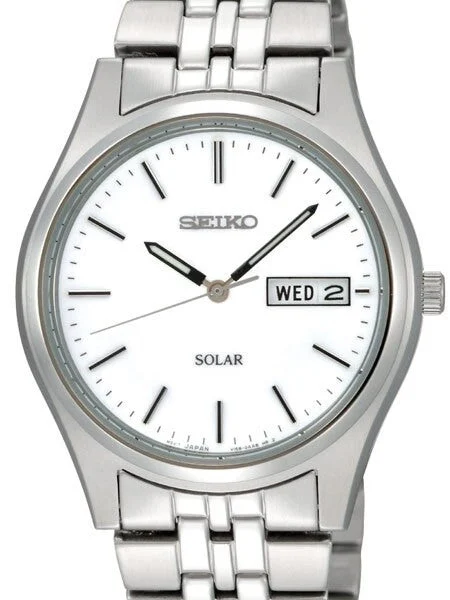 Seiko Core Series Solar Watch with 37mm Stainless Steel Case and Bracelet #SNE031 37 mm kol saati