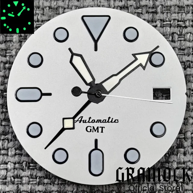 Tandorio Blue Red Black Orange GMT NH34 White Glossy Dial With Hands C3 Lume Fit NH34 Mech