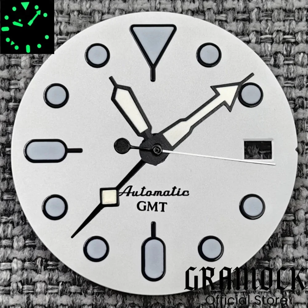 Tandorio Blue Red Black Orange GMT NH34 White Glossy Dial With Hands C3 Lume Fit NH34 Mechanical Watch Modified Accessories 14:193#01;200000046:201720836#NH34 NH34A 29 mm kol saati