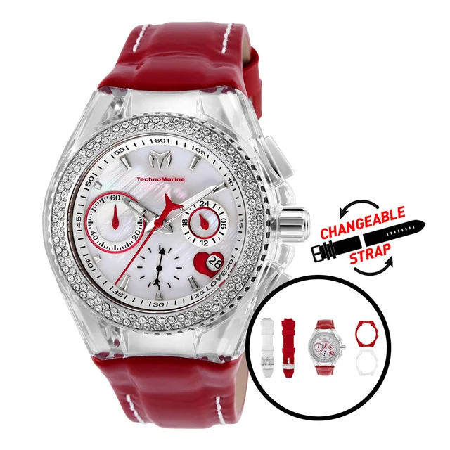 Invicta TechnoMarine Cruise Watch - 40mm, Red, White with Interchangeable Strap (TM-117001