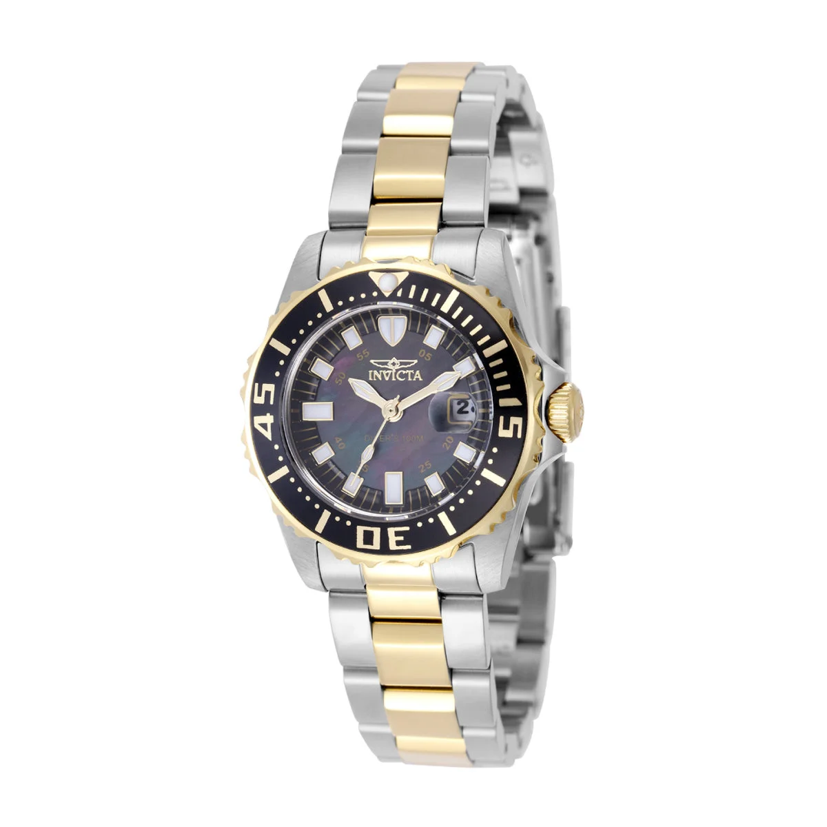 Invicta Pro Diver Swiss Ronda 585 Caliber Watch w/ Mother of Pearl Dial - 30mm, Steel, Gold (ZG-2960) 30 mm kol saati