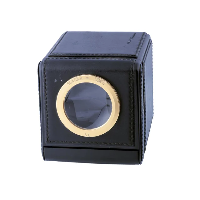 Scatola del Tempo Ref. 1RT Oblò, electric rotating box; leather kol saati