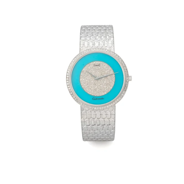 Piaget PIAGET, REF. 12345, TURQUOISE STONE AND DIAMOND DIAL AND BEZEL, AUTOMATIC, WHITE GO