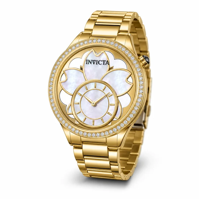 Invicta Wildflower Watch w/ Mother of Pearl Dial - 35mm, Gold (ZG-46754) kol saati