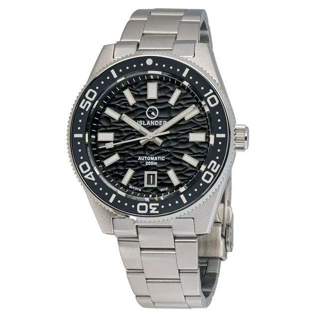 Islander Northport Hi-Beat Automatic Dive Watch with Black Ripple Dial #ISL-154 kol saati