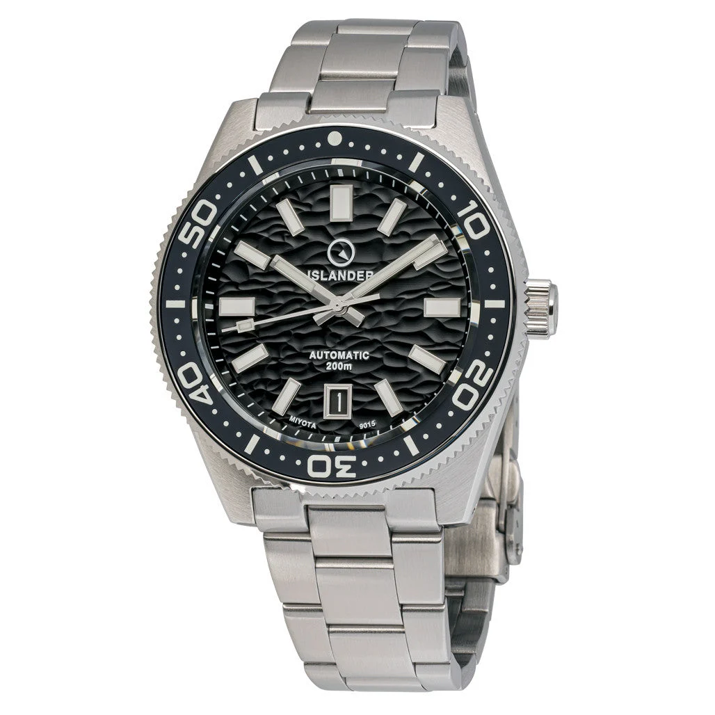 Islander Northport Hi-Beat Automatic Dive Watch with Black Ripple Dial #ISL-154 47 mm kol saati