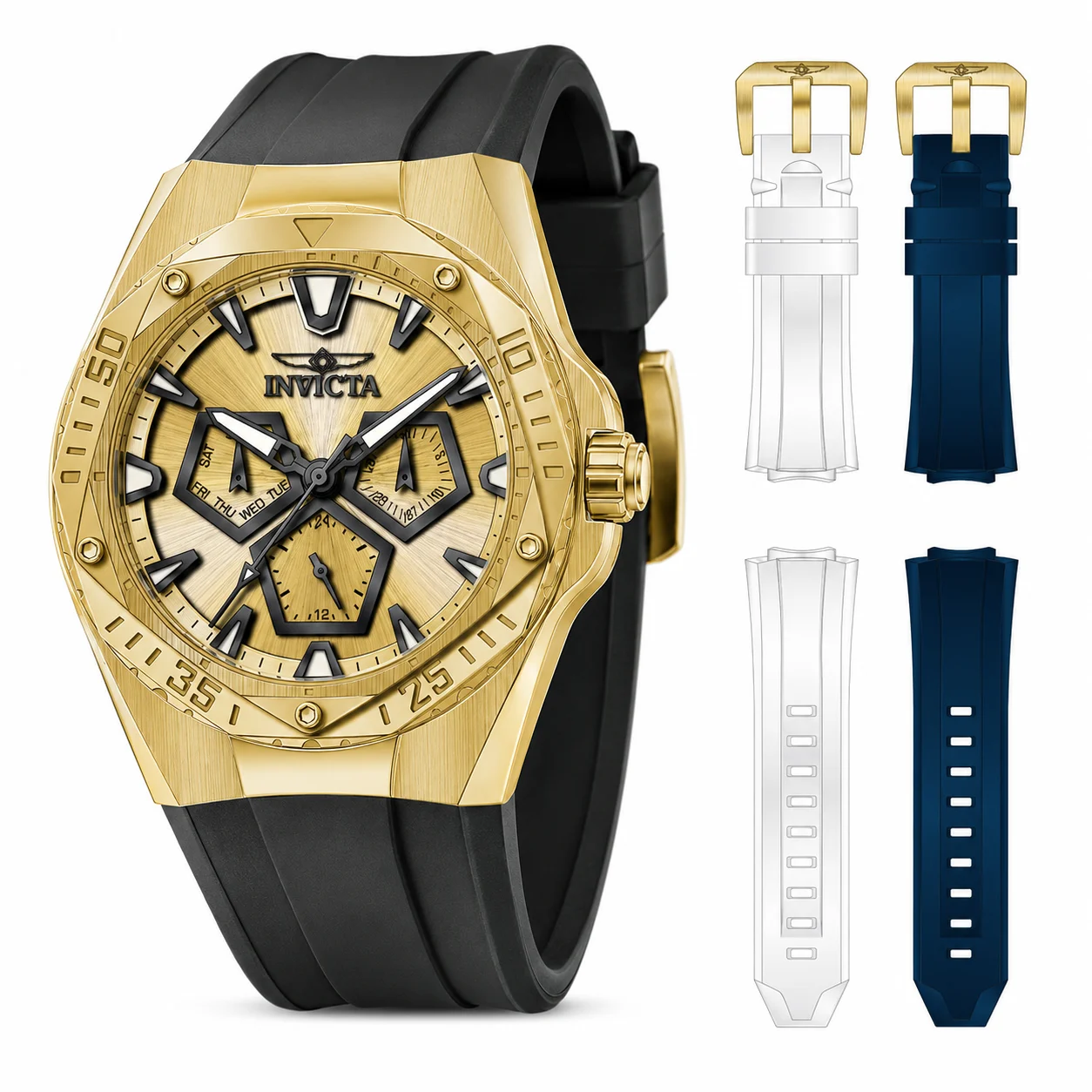 Invicta Speedway Pentora Watch - 45mm, White, Blue, Black with Interchangeable Strap (51131) 45 mm kol saati