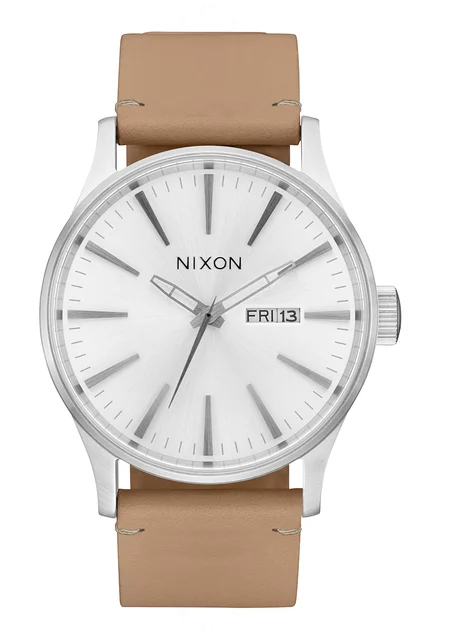 Nixon US Sentry Leather - All Silver / Tan A105-5095-00 kol saati