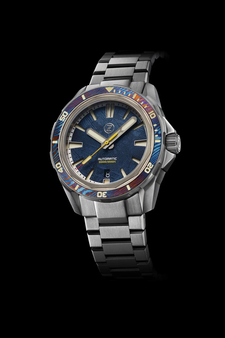 Zelos Swordfish Ti 42mm Blue Mete/TiDamascus 42 mm kol saati