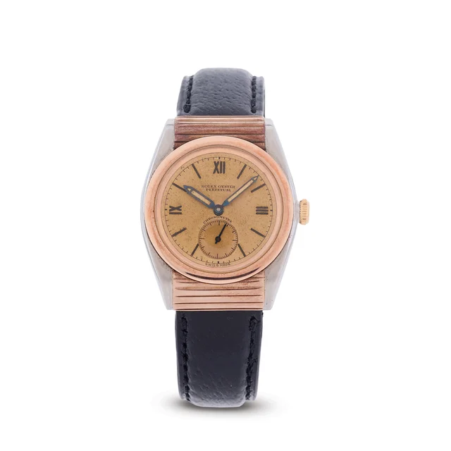 Rolex ROLEX, REF. 3595, BUBBLE BACK, HOODED LUGS, 18K PINK GOLD AND STEEL kol saati
