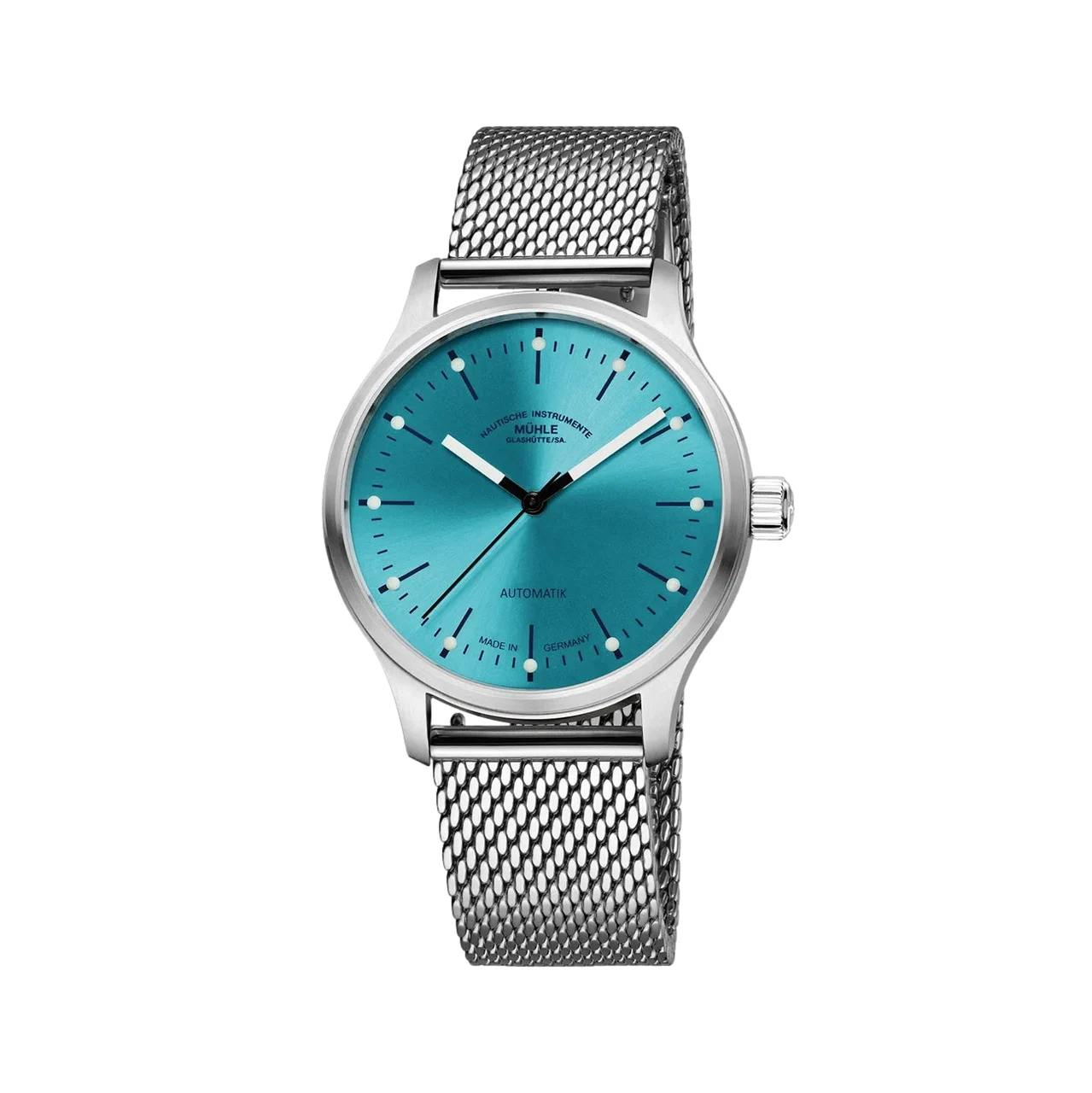 Muhle Glashutte Panova 40mm - Turquoise on Stainless Steel Milanaise Bracelet M1-40-79-MB-II 40 mm kol saati