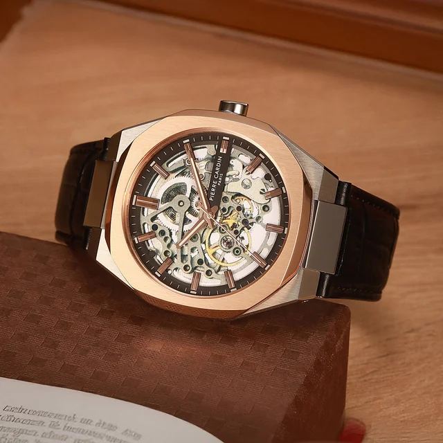 Elysee Maison 8 Automatique Men’s 42mm Two-Tone Rose Gold & Silver Watch - Black Dial with