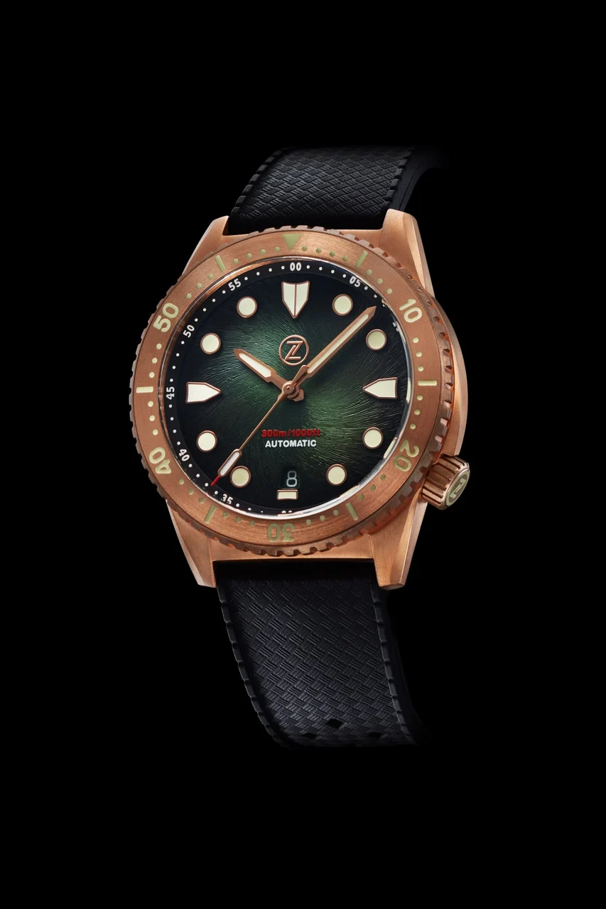 Zelos Mako V3 300m Bronze Hunter Green 20 mm kol saati