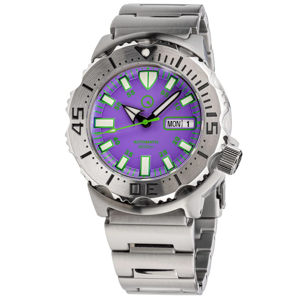 Islander Purple Dial Automatic Dive Watch with AR Double Dome Sapphire Crystal, and 120-click Bezel #ISL-95 47 mm kol saati