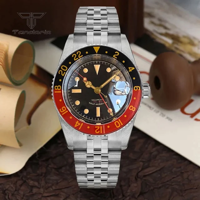 Tandorio GMT Watch 6542 homage 38mmTD218S Sapphire 20BAR Diver 24H Glass Bezel Sapphire 14