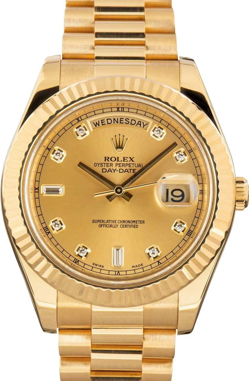 Rolex Day Date II ref 218238 Champagne Roman Dial 41 mm kol saati