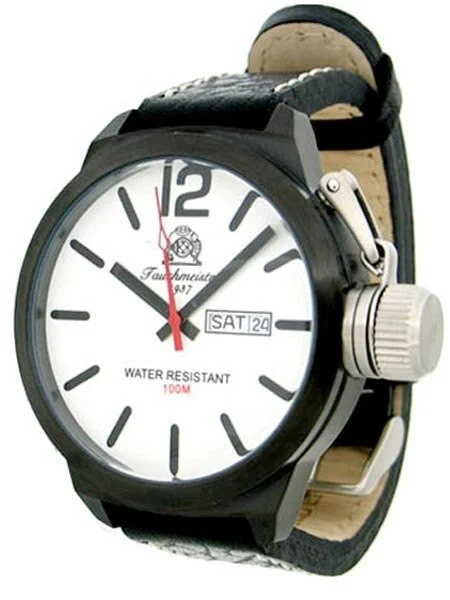 Tauchmeister Black Military Dive Watch with Luminous Dial T0178 kol saati