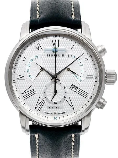 Graf Zeppelin Chronograph, Retrograde Watch with Beautiful Dial #7682-4 kol saati