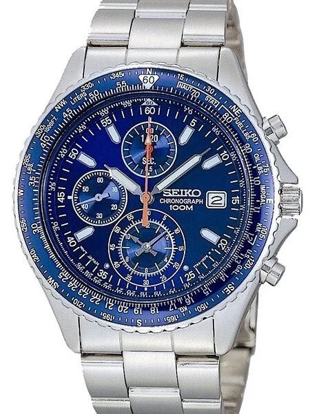 Seiko Flightmaster Quartz Chronograph with Rotating Slide Rule Bezel, 12 Hour Totalizer #S