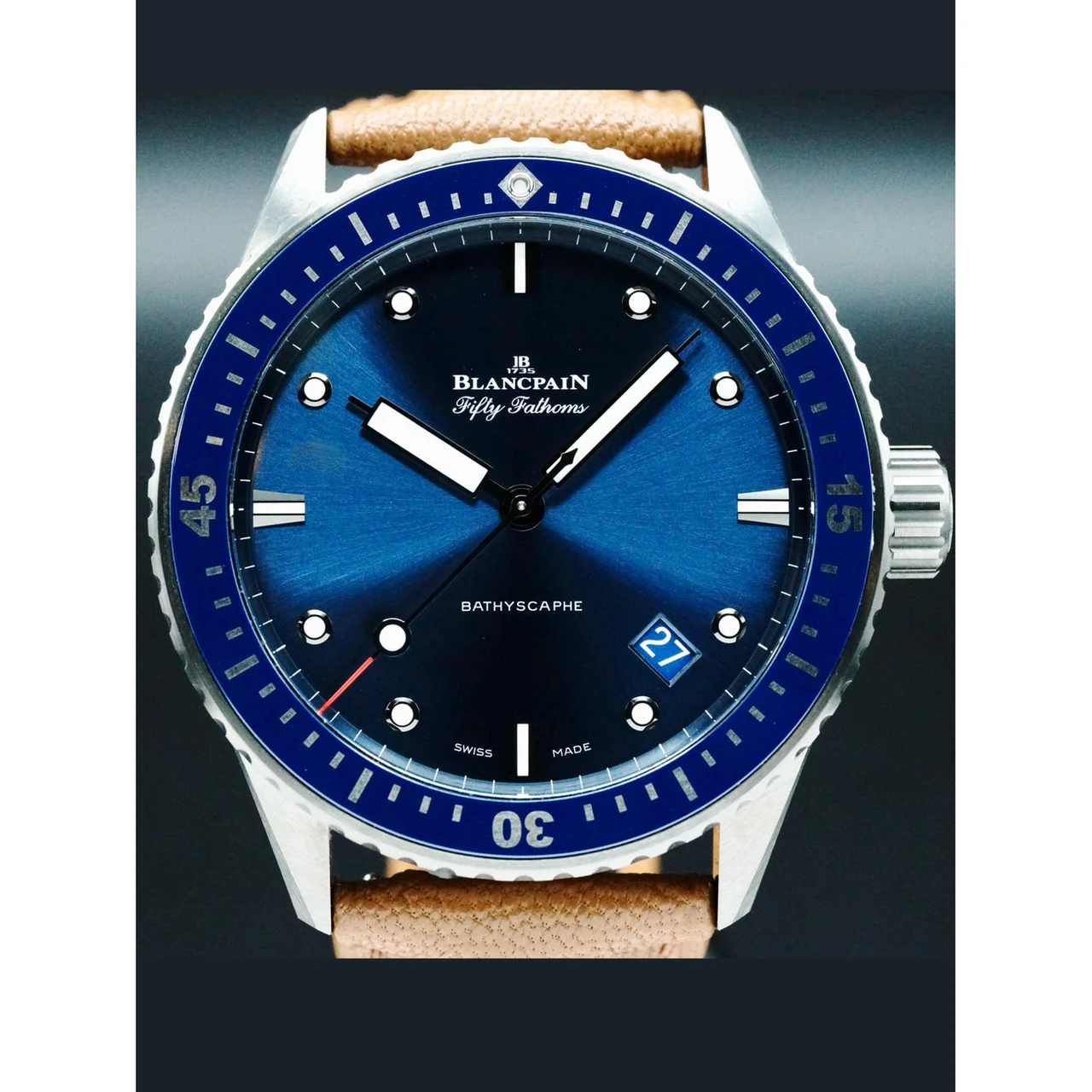Blancpain Fifty Fathoms Bathyscape Grey Ceramic Blue Dial 210000074552 43.6 mm kol saati