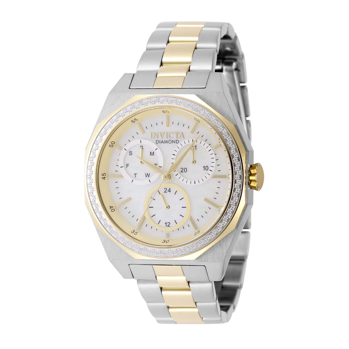 Invicta Elite Diamond 0.41 Carat Diamond Watch w/ Mother of Pearl Dial - 38mm, Gold, Steel (48785) 38 mm kol saati