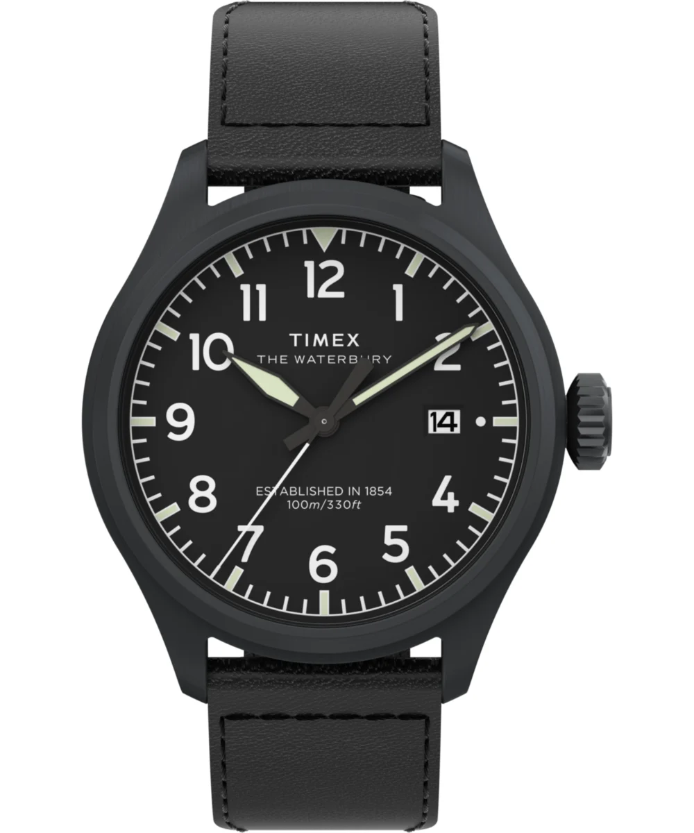 Timex Waterbury Ace 41mm Leather Strap Watch TW2Y18900 41 mm kol saati