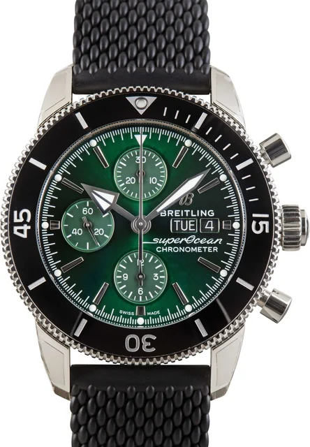 Breitling Green Superocean Heritage Chronograph 44 Steel on Rubber A13313121L1S1 kol saati