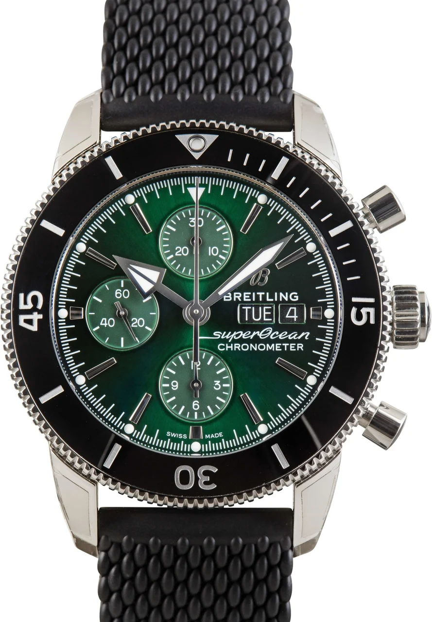 Breitling Green Superocean Heritage Chronograph 44 Steel on Rubber A13313121L1S1 44 mm kol saati