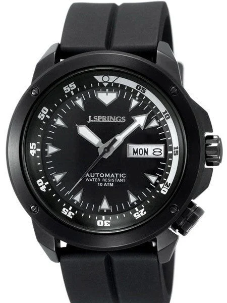 J. Springs Automatic 21-Jewel Sport Watch with Day and Date, Black Dial #BEB054 42 mm kol saati