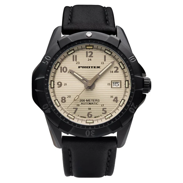 Protek Automatic Tritium Dive Watch with Beige Dial #PT2217 kol saati
