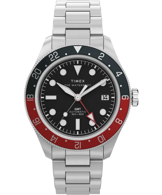 Timex Waterbury Heritage Automatic GMT 41.5mm Stainless Steel Bracelet Watch TW2Y60600 kol