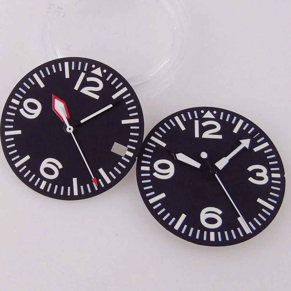 Tandorio explore Watch Dial Face Sword Red Hand for NH 35 NH 36 ET A2824 PT 5000 Black Face for sk x MOD Parts 14:173#dial A hand A;200000046:201720836#for nh35 nh36 29 mm kol saati